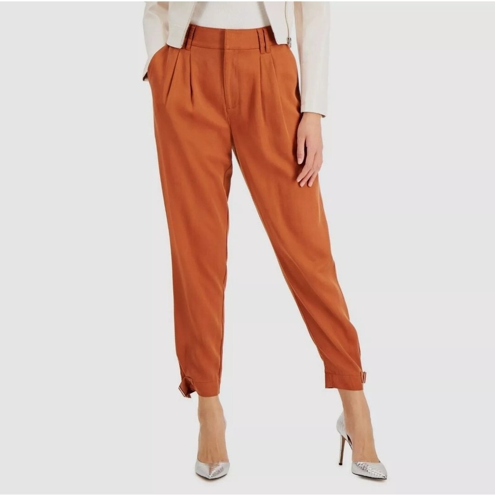 New NWT Bar III Women's Orange Desert Bloom Pleated Utility Dress Pants Size 2